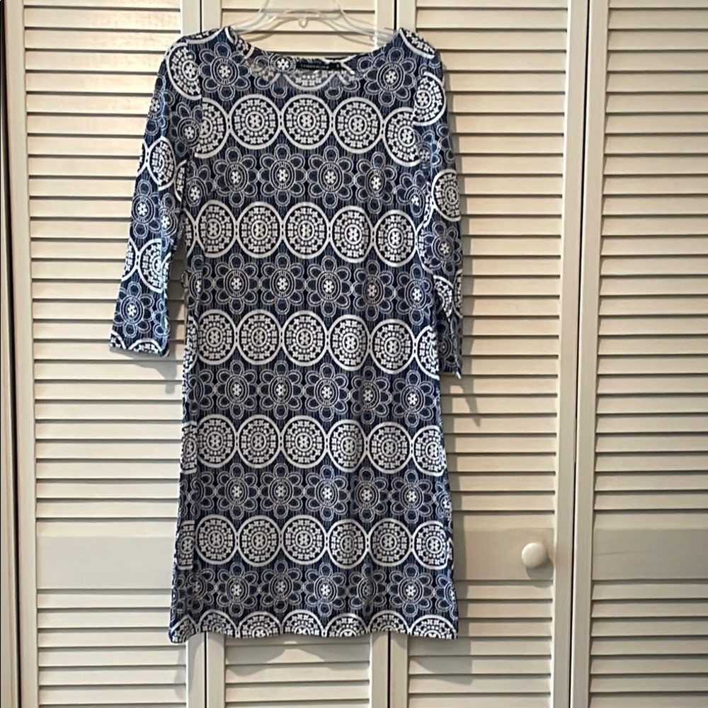 Blue and White Patterned Dress